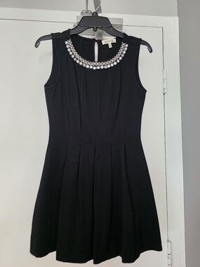 Black Jewel-Neck Sleeveless Fit & Flare Dress, Extra Small